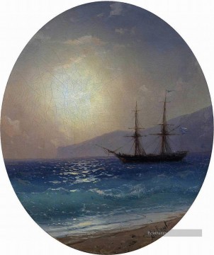 voilier sous le coucher du soleil Romantique Ivan Aivazovsky russe Peinture à l'huile